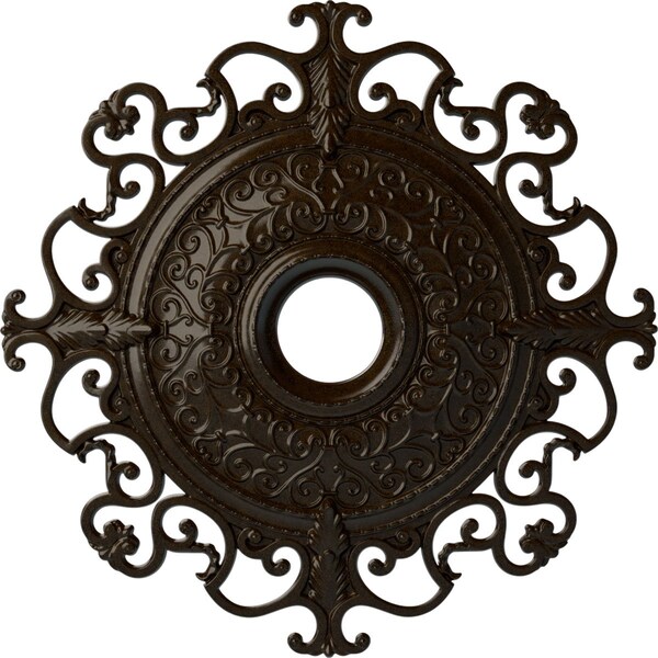 Ekena Millwork Orleans Ceiling Medallion (Fits Canopies up to 8 1/4"), 38 3/8"OD x 6 5/8"ID x 2 7/8"P, Bronze CM38OLBZS - main